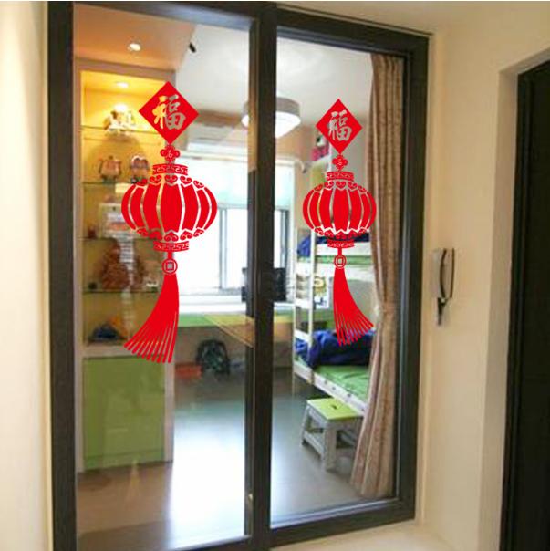 [HCM]Decal Trang Trí Tết - Lồng Đèn Đỏ Chào Xuân