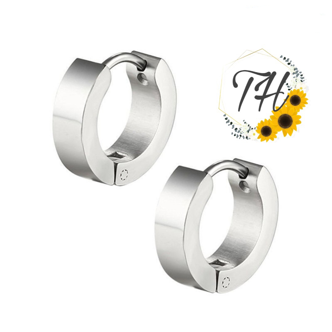 [HCM]Bông tai nam nữ khuyên xỏ tai chất liệu inox bền đẹp sang trọng thiết kế bảng dày 0.5 cm ( 1 Chiếc)