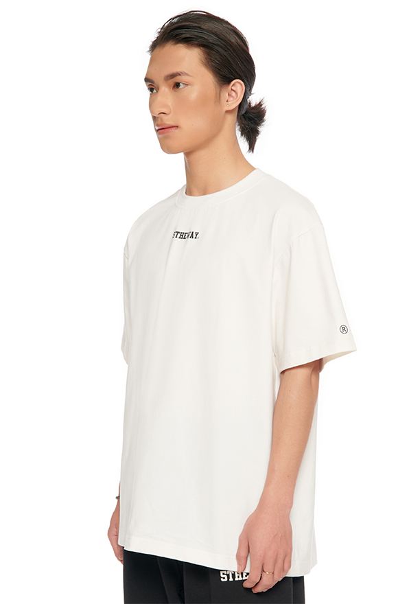 5THEWAY® /solid/ BIG LOGO SQUARE TEE™ in WHITE  aka Áo Thun Trắng Tay Ngắn
