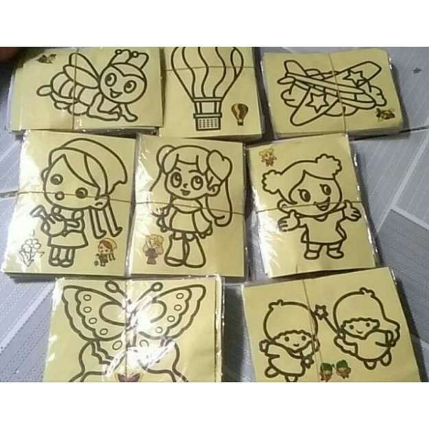Combo 10 tranh cát nhí 9x12cm kèm cát