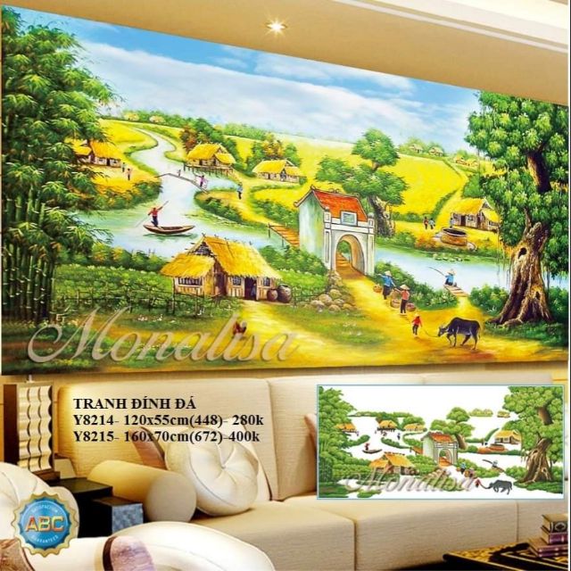 Tranh đính đá phong cảnh làng quê - DF389
