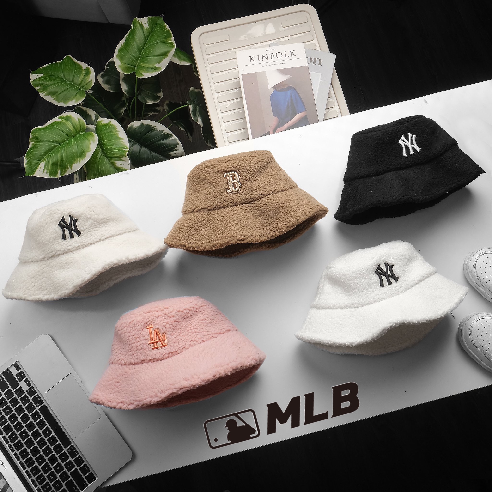 Nón bucket M.l.b.Fleece_VNXK, vải lông cừu dạ 100%