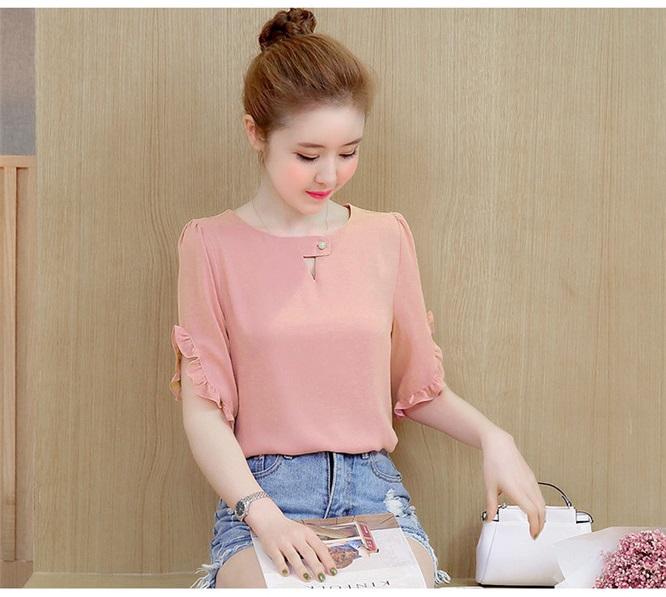 Áo Kiểu Ngắn Tay Viền Bèo