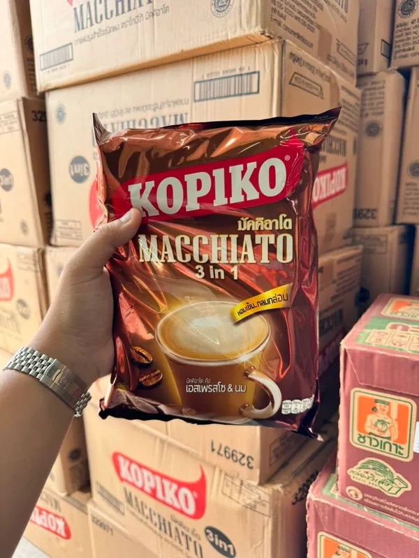 Cà phê sữa hòa tan Kopiko Macchiato thái lan 20 gói x 24gram