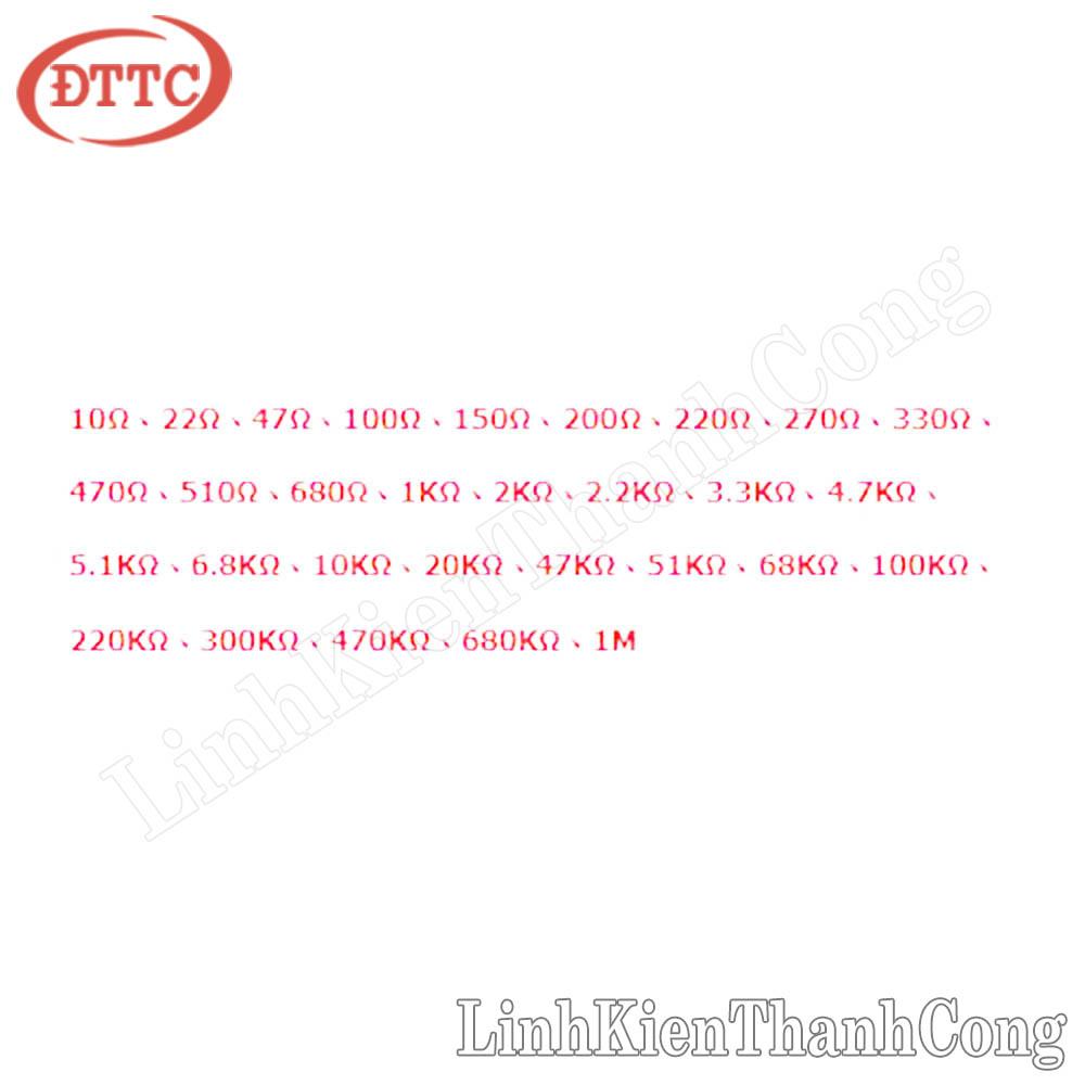 Combo 30 Loại Điện Trở 1/4W 1% (600 Cái)