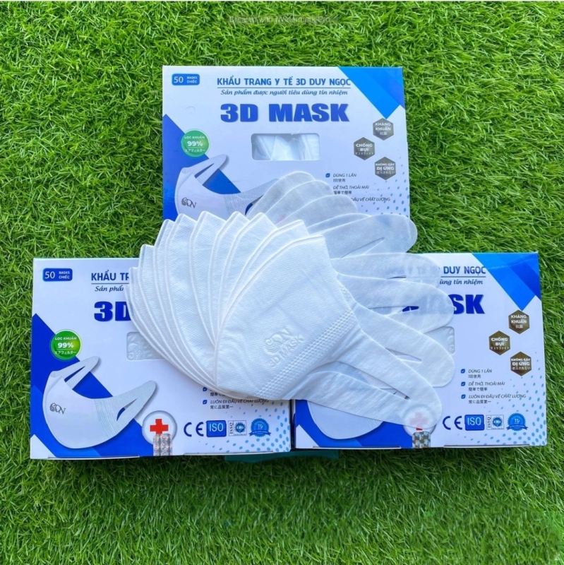 Giá bán ( 1 Hộp 50 chiếc - Chính Hãng ) Khẩu trang 3D Mask DUY NGỌC mầu TRẮNG