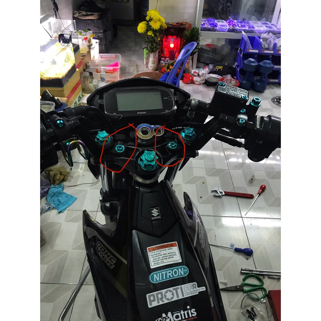 Bộ Ốc Titan GR5 ghi đông Raider - Satria [ 5con ] các đời