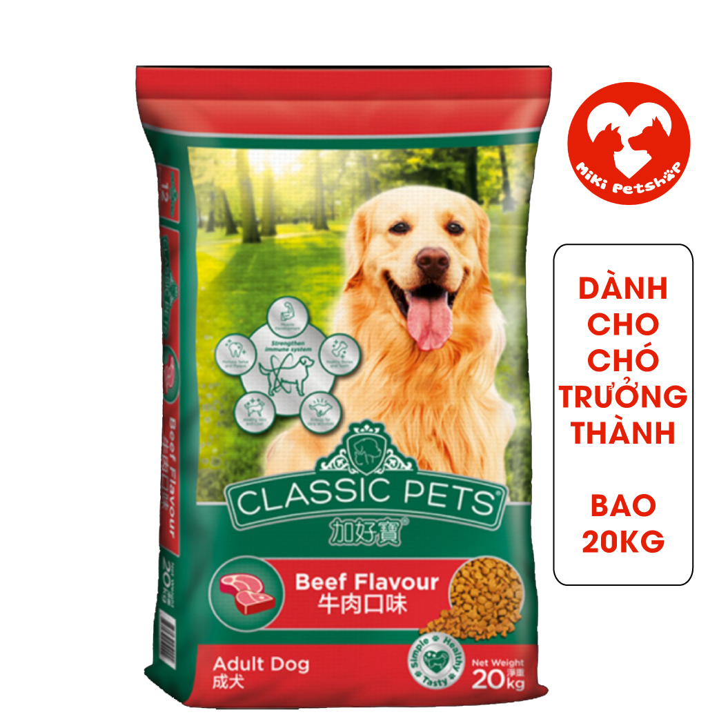 Thức Ăn Hạt Cho Chó Classic Pets Bao 20Kg Vị Bò Cho Chó Lớn - Miki Petshop