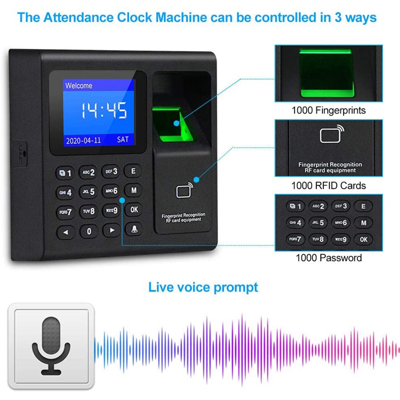 Biometric RFID Access Control System RFID Keypad USB Fingerprint System Electronic Time Clock Attendance Machine máy thẻ thời gian