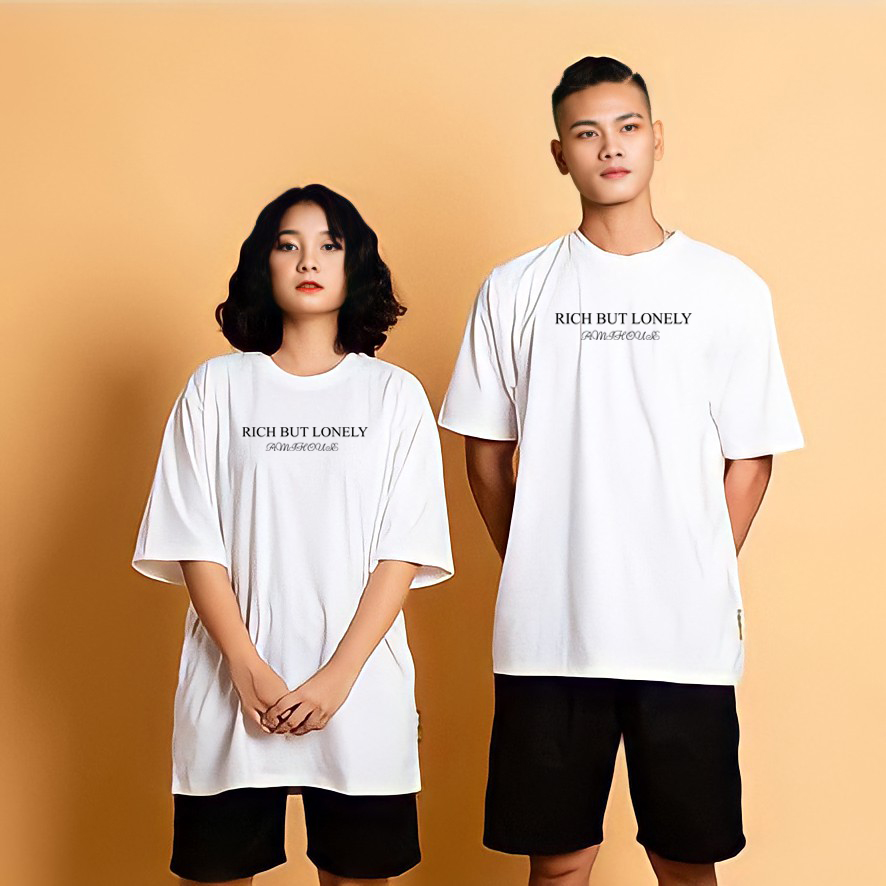 Áo thun AMIHOUSE form rộng RICH BUT LONELY