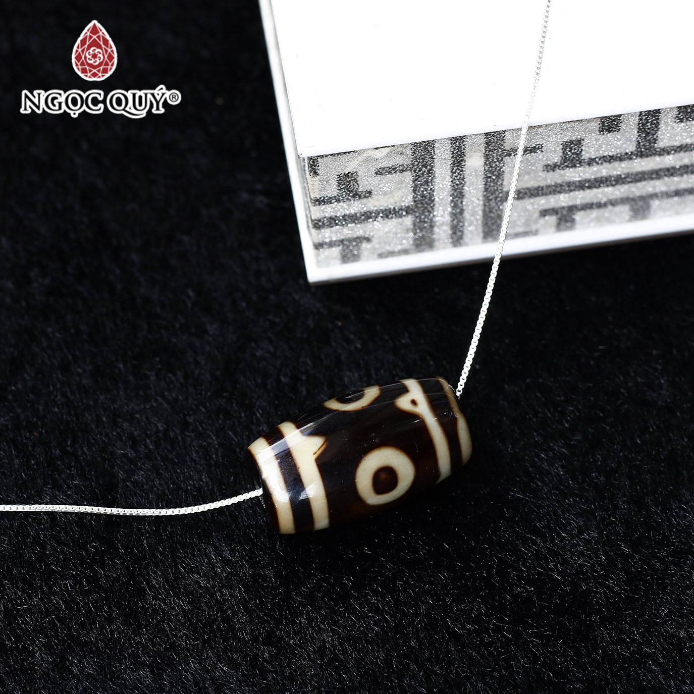 Mặt dây chuyền lu thống đá mã não 25x13mm tặng dây bạc mệnh thủy mộc - Ngọc Quý Gemstones
