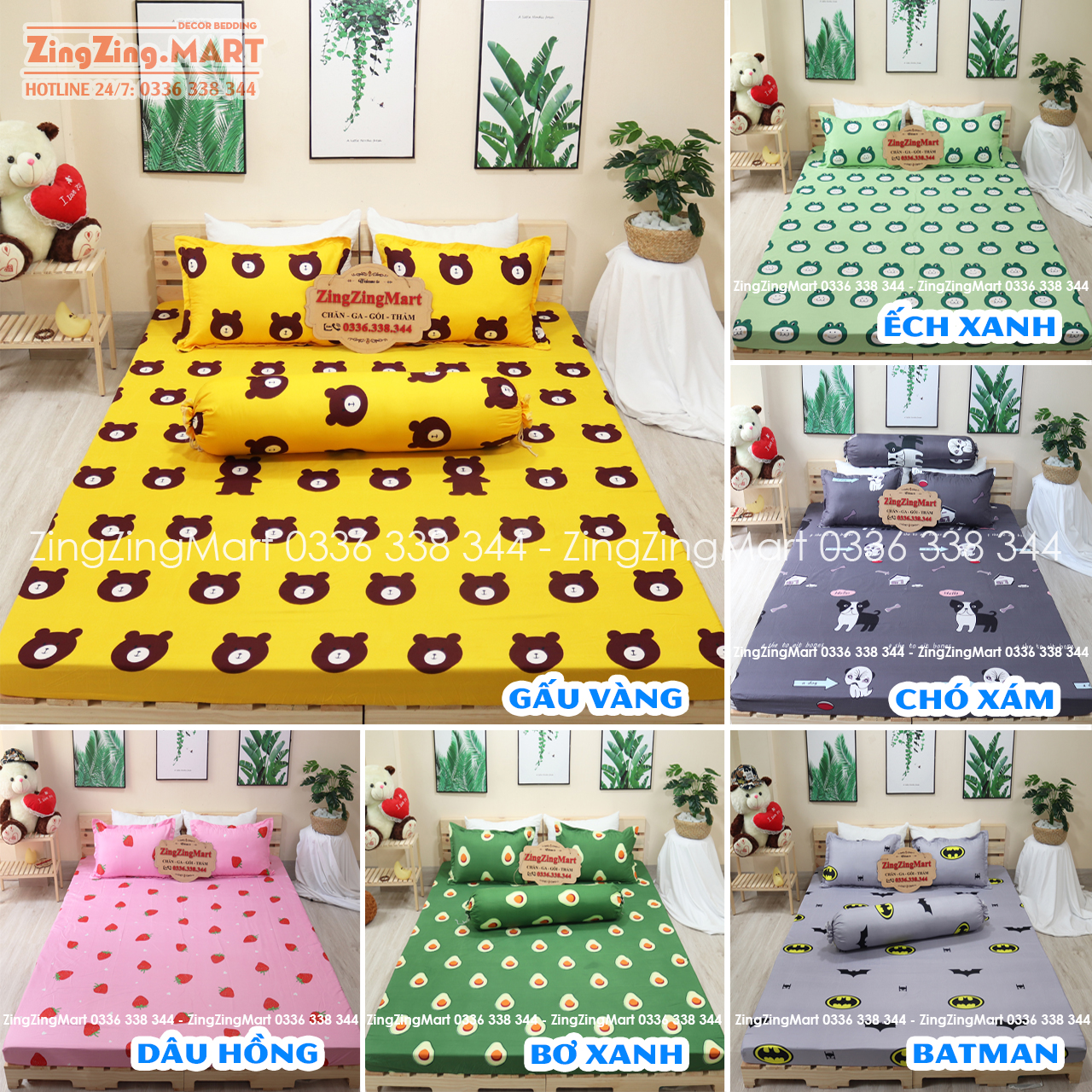 [Xả Kho] Bộ Ga Gối, Sét 3 Món Ga Gối Nhiều Mẫu, Ga Trải Giường Kèm 2 Vỏ Gối Kích Thước M2/M6/M8/2M2 (được chọn mẫu)