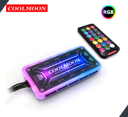 Quạt tản nhiệt, fan case coolmoon y2 , quạt làm mát máy tính, fan 12cm led rgb kèm hub
