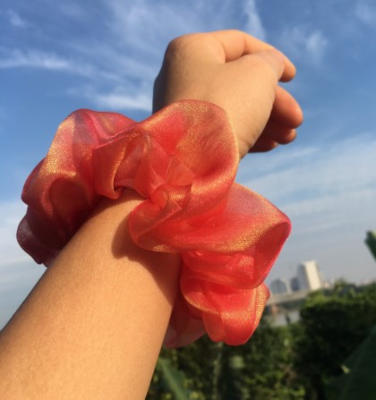 {Ảnh thật} cột tóc vải scrunchies von lụa ánh kim mềm xịn