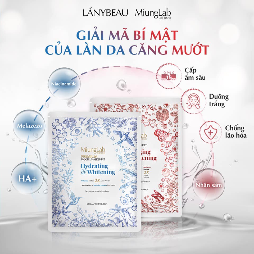 [Chính Hãng] Mặt nạ Dừa trắng da, trẻ hóa Biocel Mask MiungLab (8 miếng/Hộp)