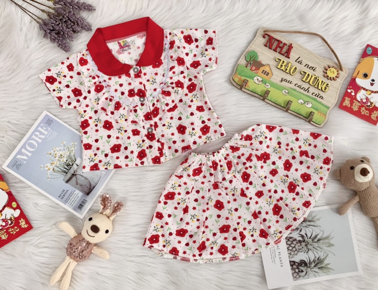 Set Áo Kèm Chân Váy  Lụa Bé (có quần lót trong) (giao màu ngẫu nhiên)