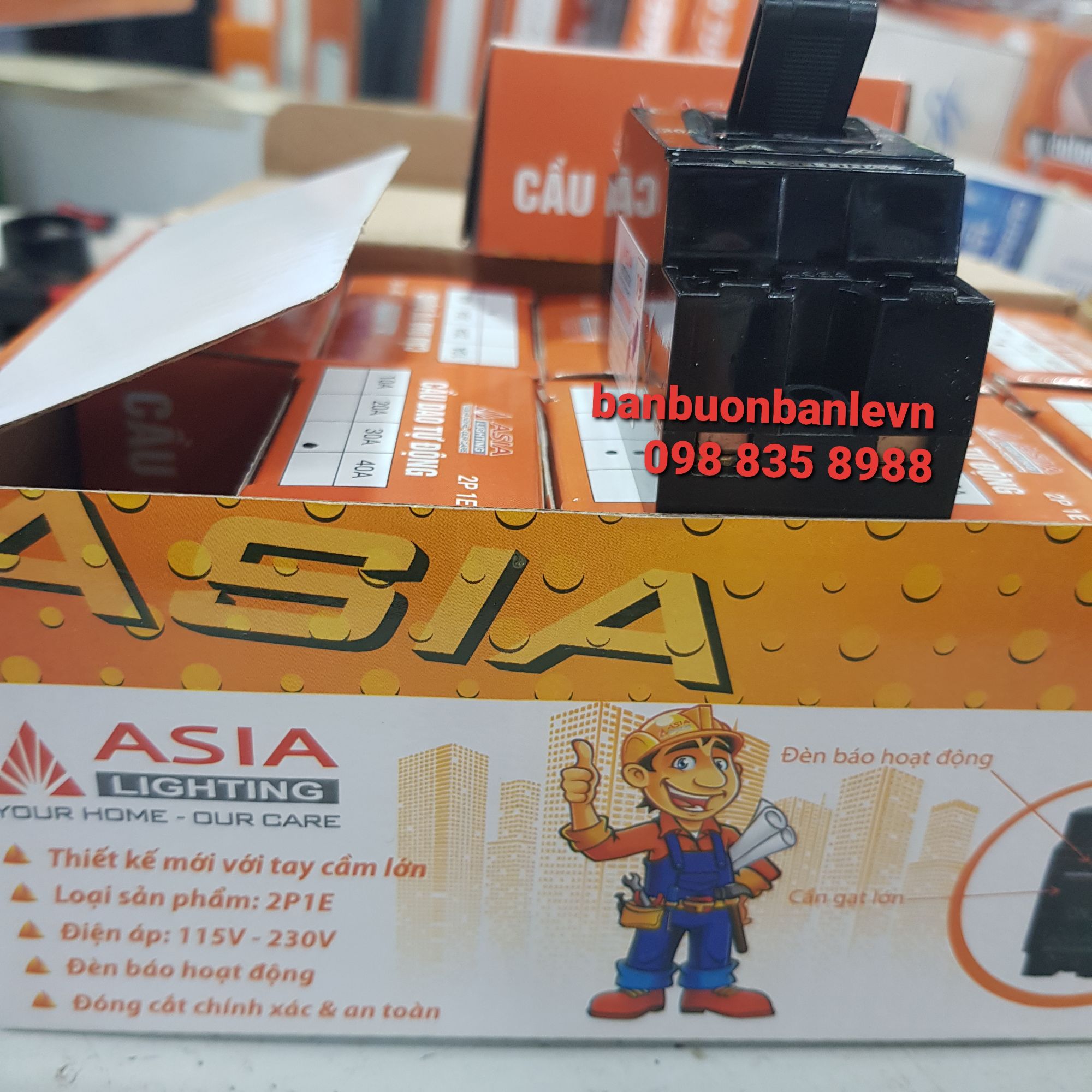 Cầu dao tự động  aptomat 2P1E  ASIA