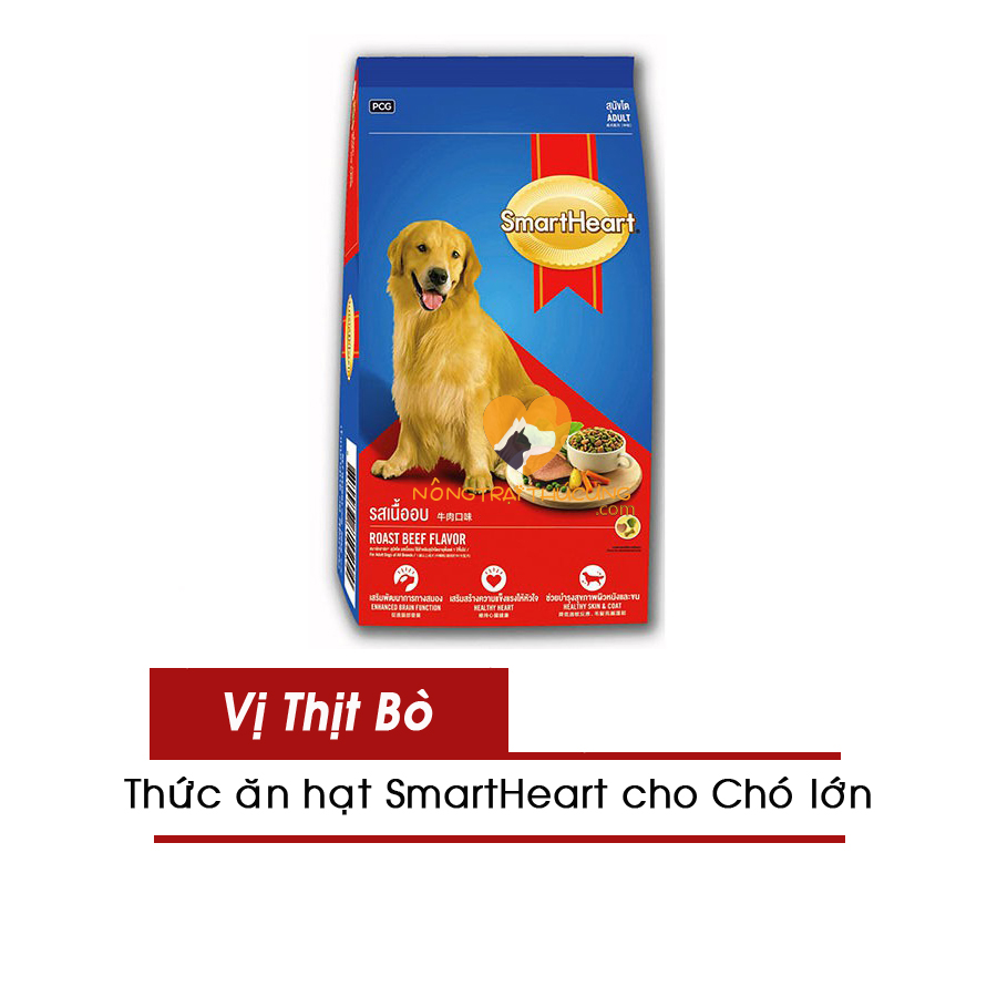 Hạt Cho Chó Lớn SmartHeart Adult Roast Beef Gói 1.5KG & 3KG - Vị Bò Nướng- [Nông Trại Thú Cưng]