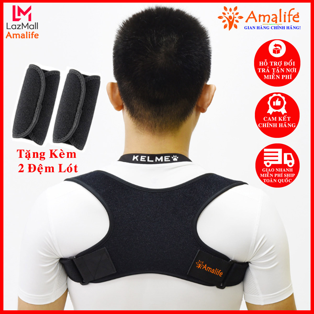 Đai Chống Gù Lưng Cao Cấp Chính Hãng Amalife Tặng Kèm 2 Đệm Lót Vai Cao Cấp – Đai Lưng Chống Gù Cao Cấp Ama03 - Hoàn Hảo