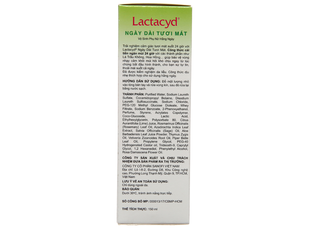Dung dịch vệ sinh Lactacyd ngày dài tươi mát 150ml