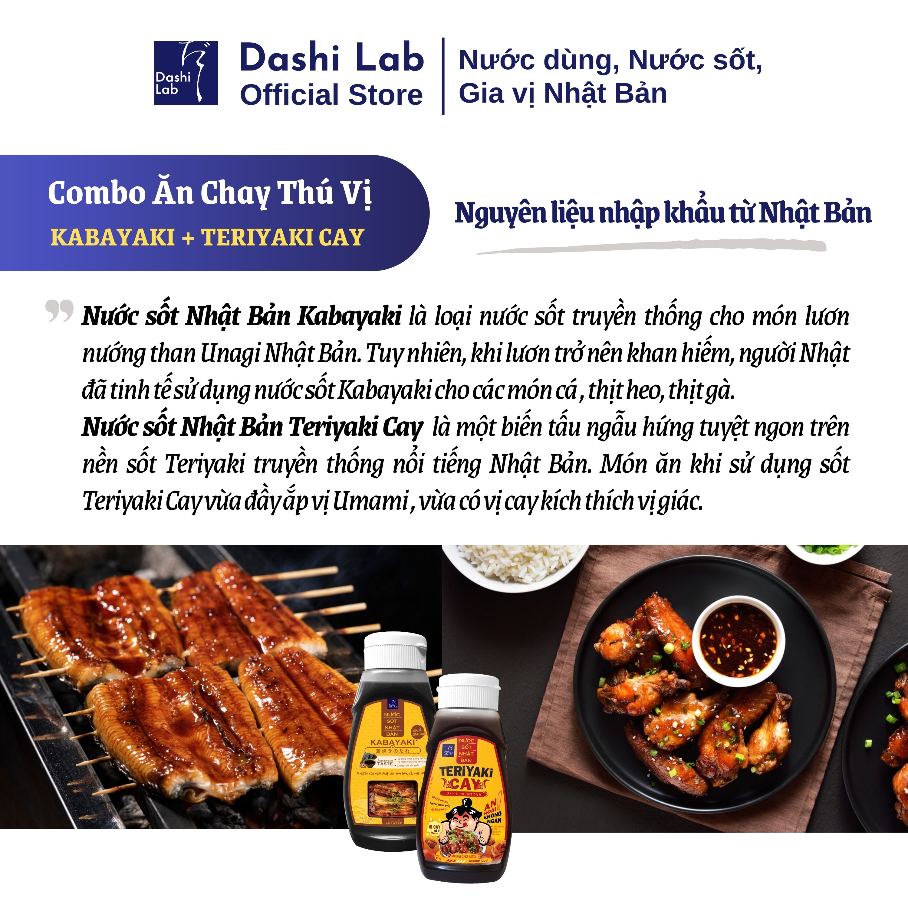 Combo Ăn chay thú vị (1 chai Kabayaki 340g, 1 chai Teriyaki Cay 340g) - Dashi Lab