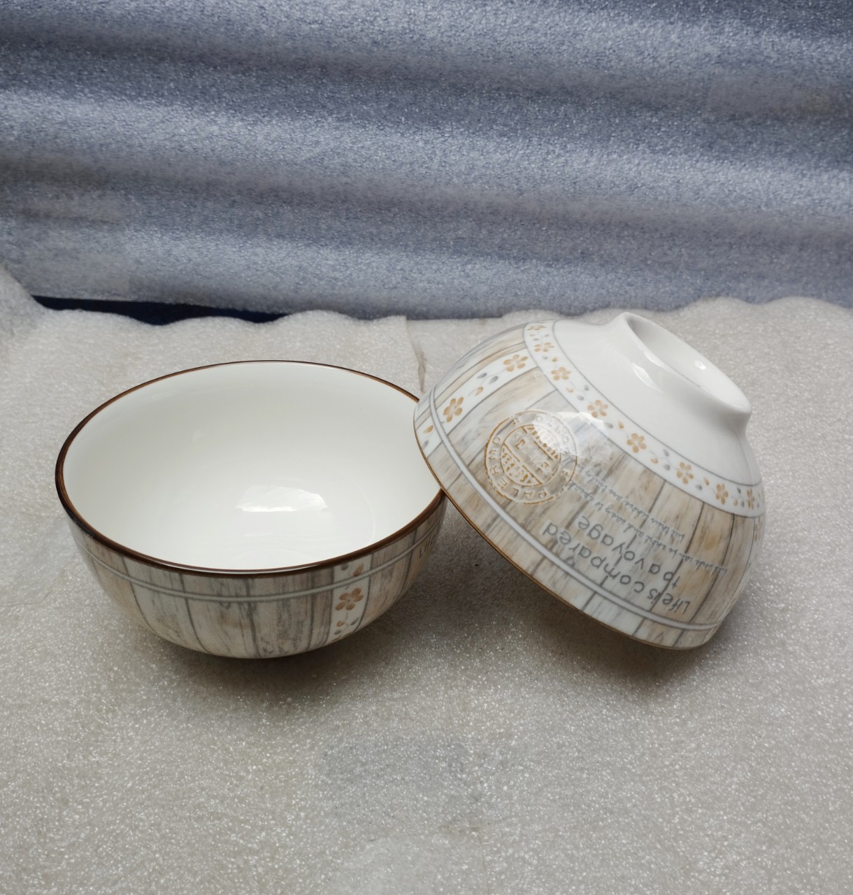 Combo 10 chén, 5 chén sứ hoa văn bông xám 11cm A81, chén cơm trắng 11cm, chén chấm trắng 8.5cm