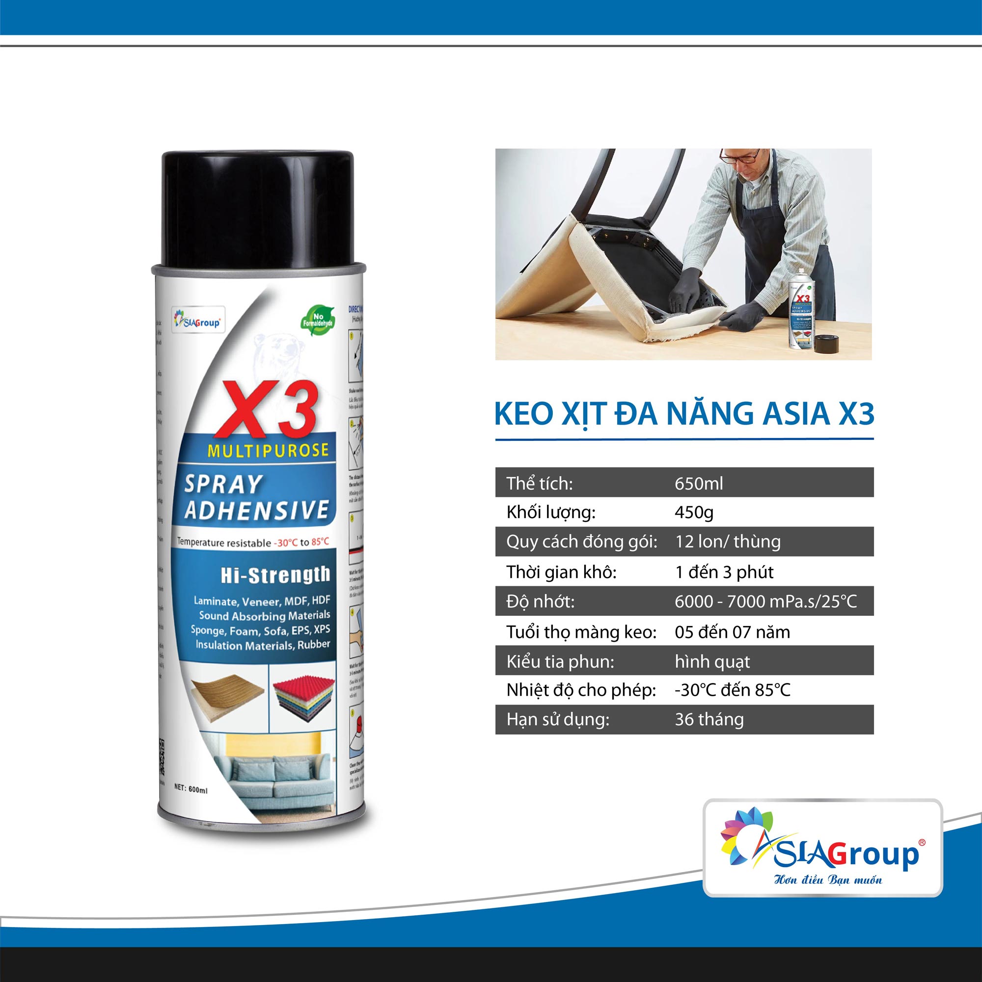 Keo xịt đa năng ASIA X3 - Lon 600ml