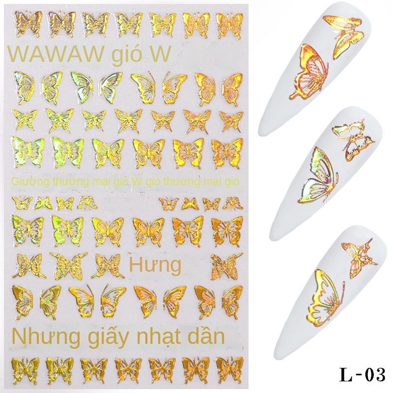 sticker kim loại óng ánh bướm