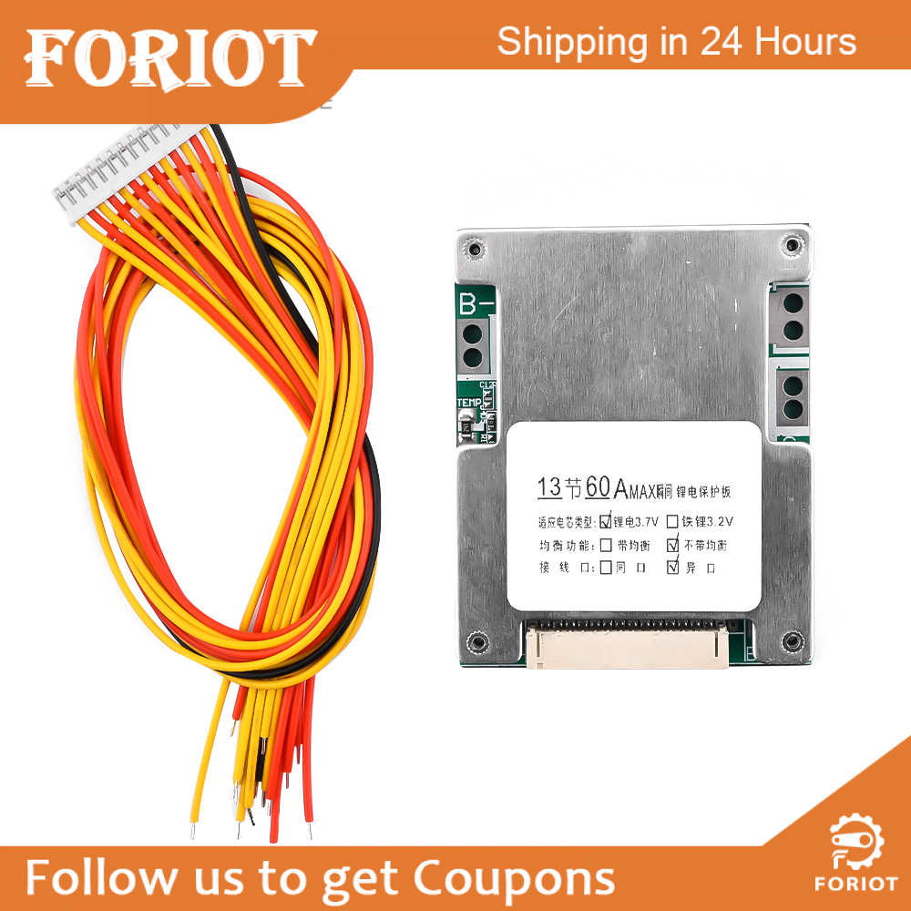 Foriot Lithium Battery Protection Board Electric Vehicle Battery Protection Board for 13S 48V 60A Batteries
