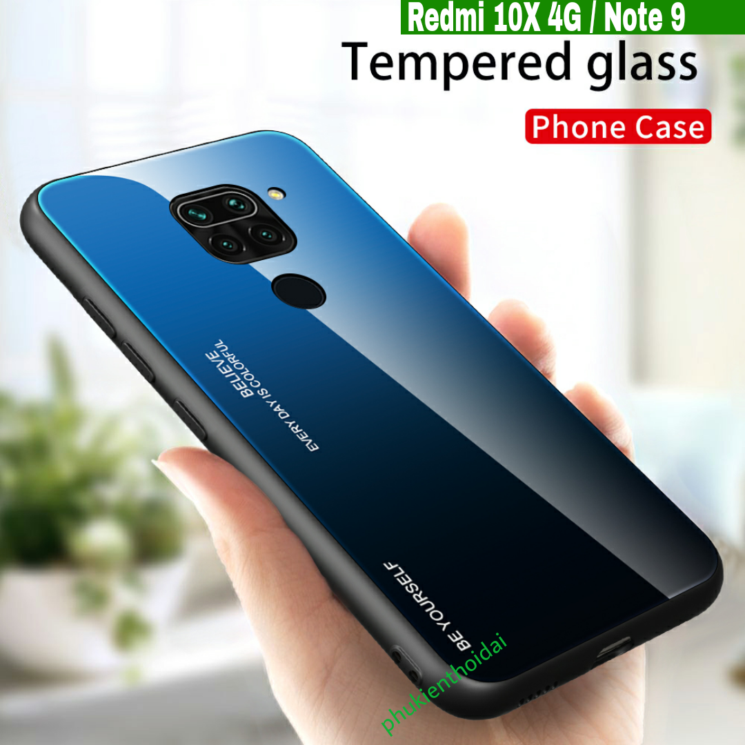 Ốp lưng Xiaomi Redmi 10X 4G / Redmi Note 9 mặt lưng kính đa sắc thời trang cao cấp