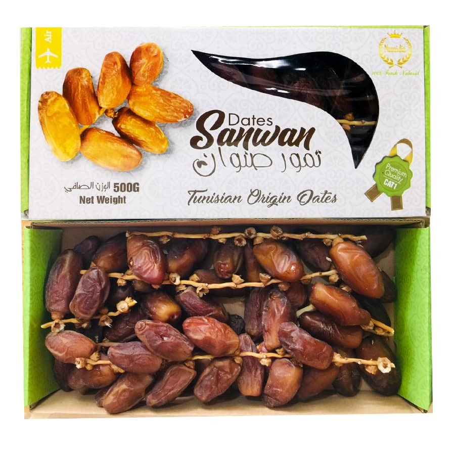 [SIÊU NGON] Chà Là Nguyên Cành Sấy Dẻo Dates Sanwan Tunisia - Hộp 500gr - Quà tết