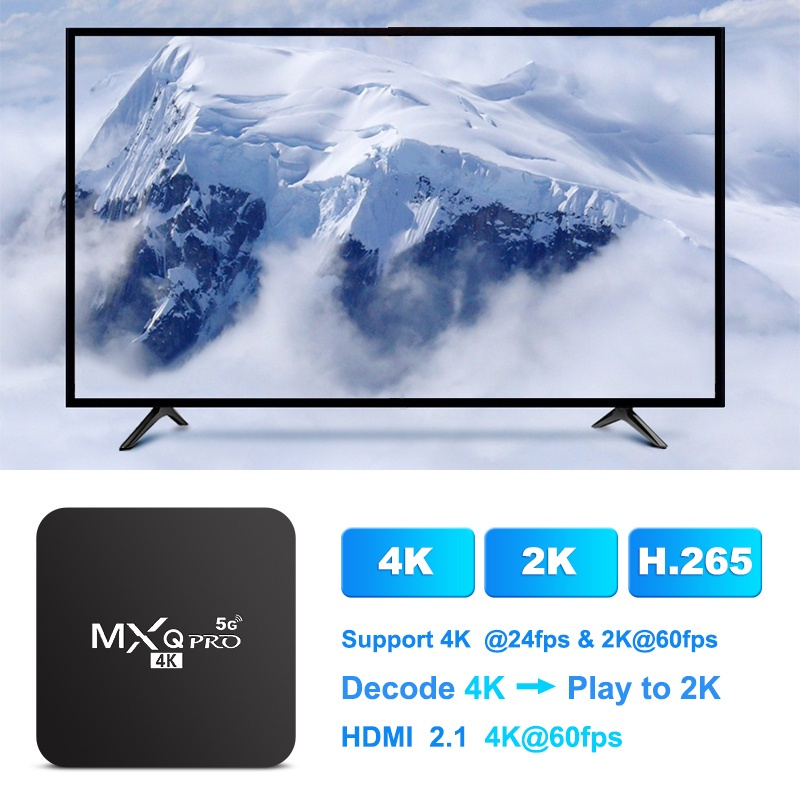 Android TV Box MXQ PRO 4K bản 16G+256GB Tiếng Việt Wifi 5G, Android tivi box