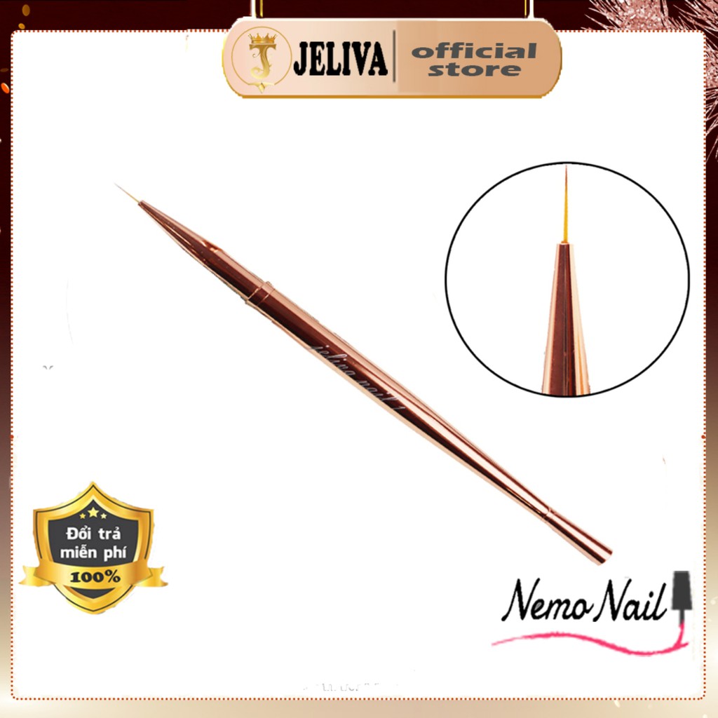 [CHÍNH HÃNG] Cọ nét nail vẽ móng Jeliva vàng đồng cao cấp số 1