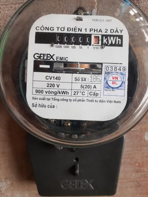 Công tơ điện 1 pha 2 dây nhà trọ phòng cho thuê, đồng hồ đo điện giá rẻ npp.