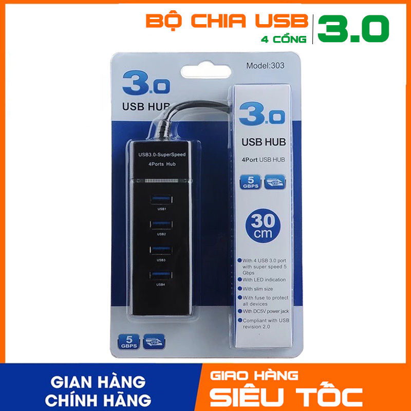 Hub usb 4 port 3.0 - bộ chia 4 cổng usb 3.0 nhanh