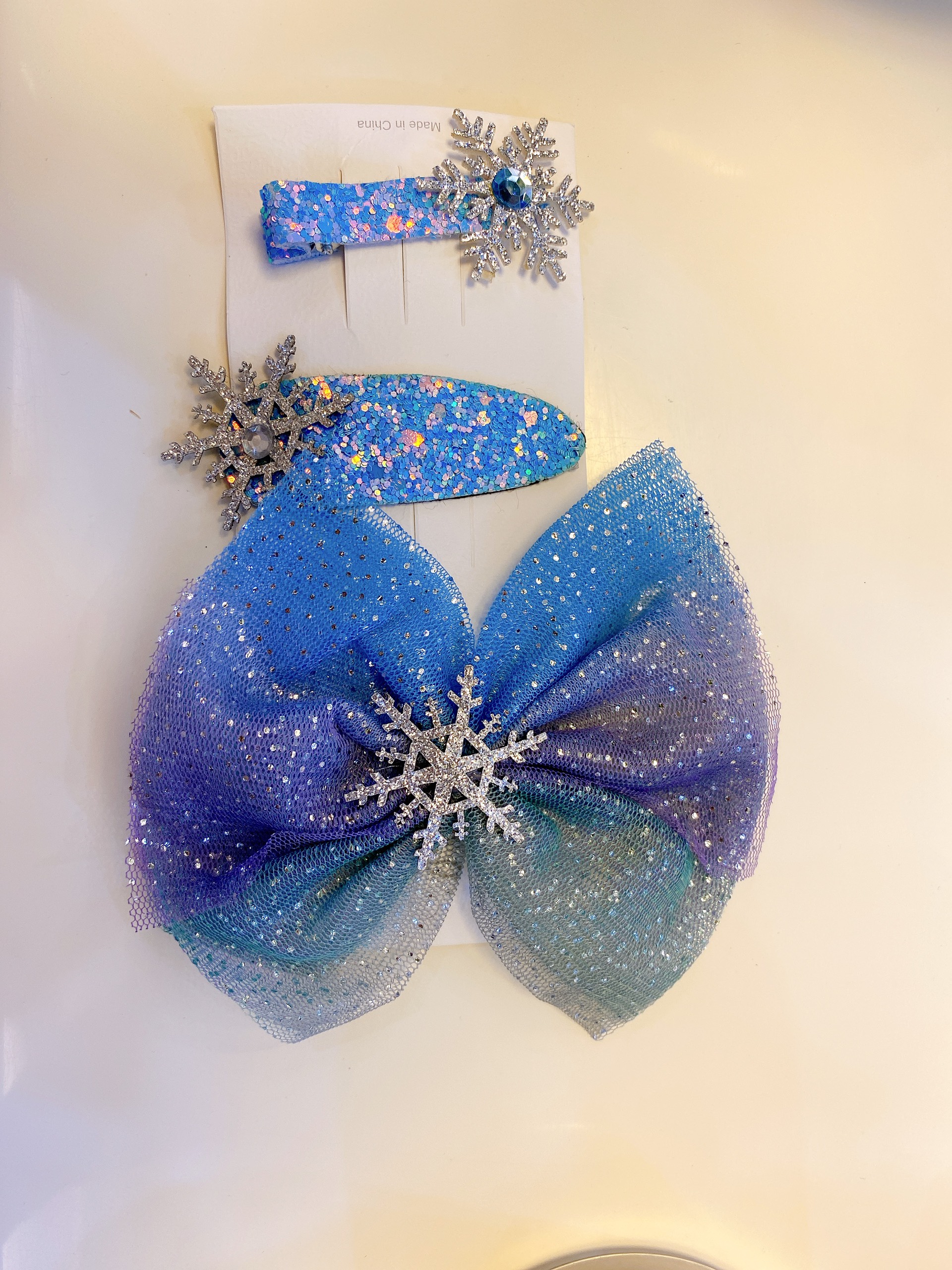 set 3 kẹp tóc nơ công chúa tuyết elsa