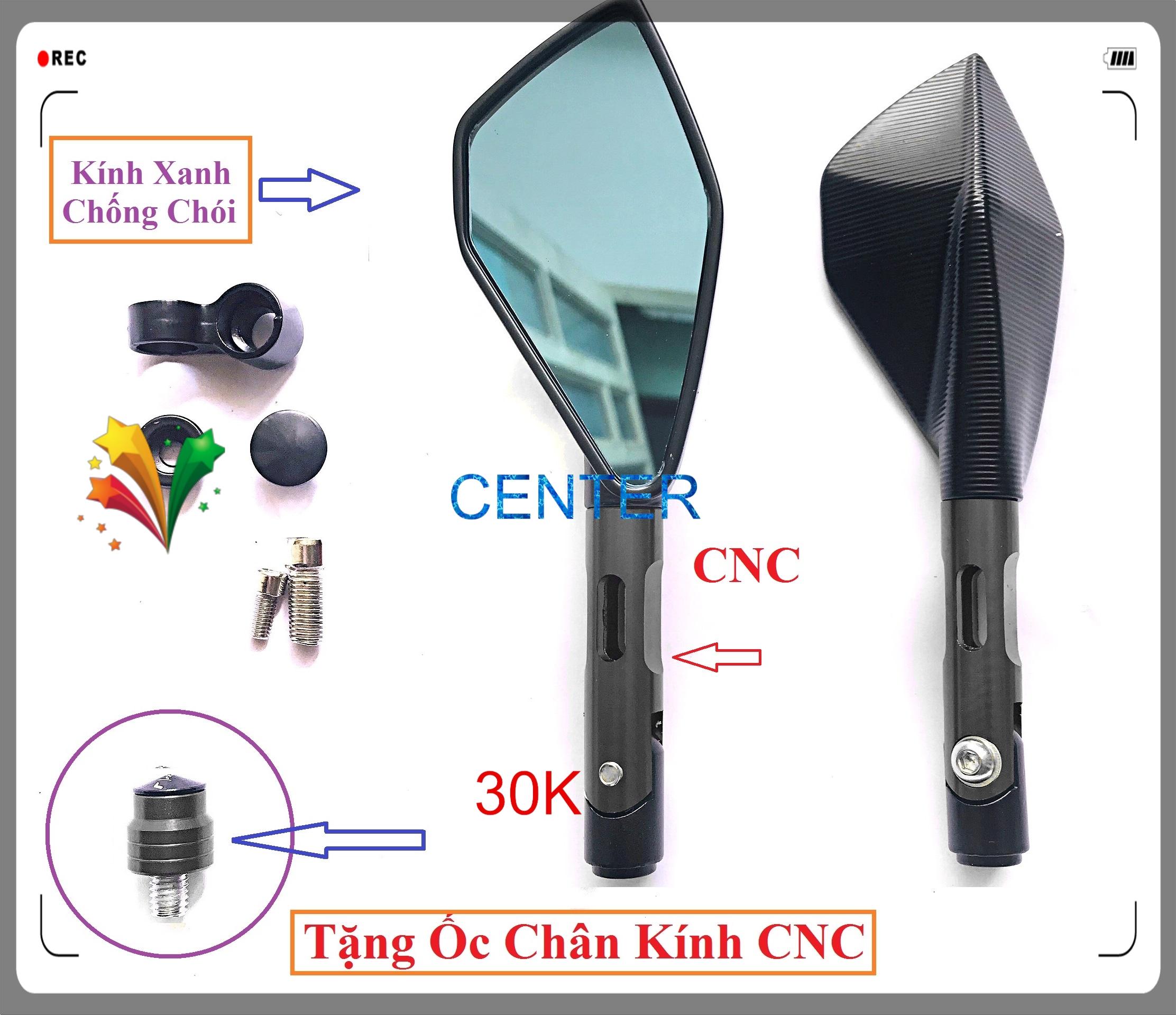 [ Tặng Ốc Chân Kính CNC ] Gương 5 cạnh cao cấp bên TRÁI Màu Đỏ