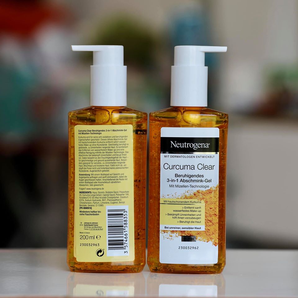 Sữa rửa mặt Neutrogena dạng gel, có vòi chiết xuất từ tinh chất nghệ tươi