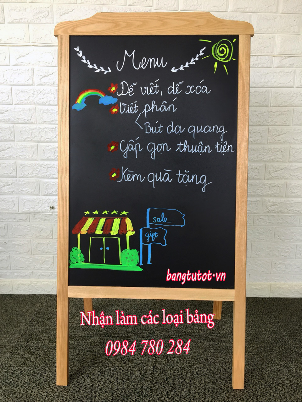Bảng menu nhà hàng 2 mặt mái nhà
