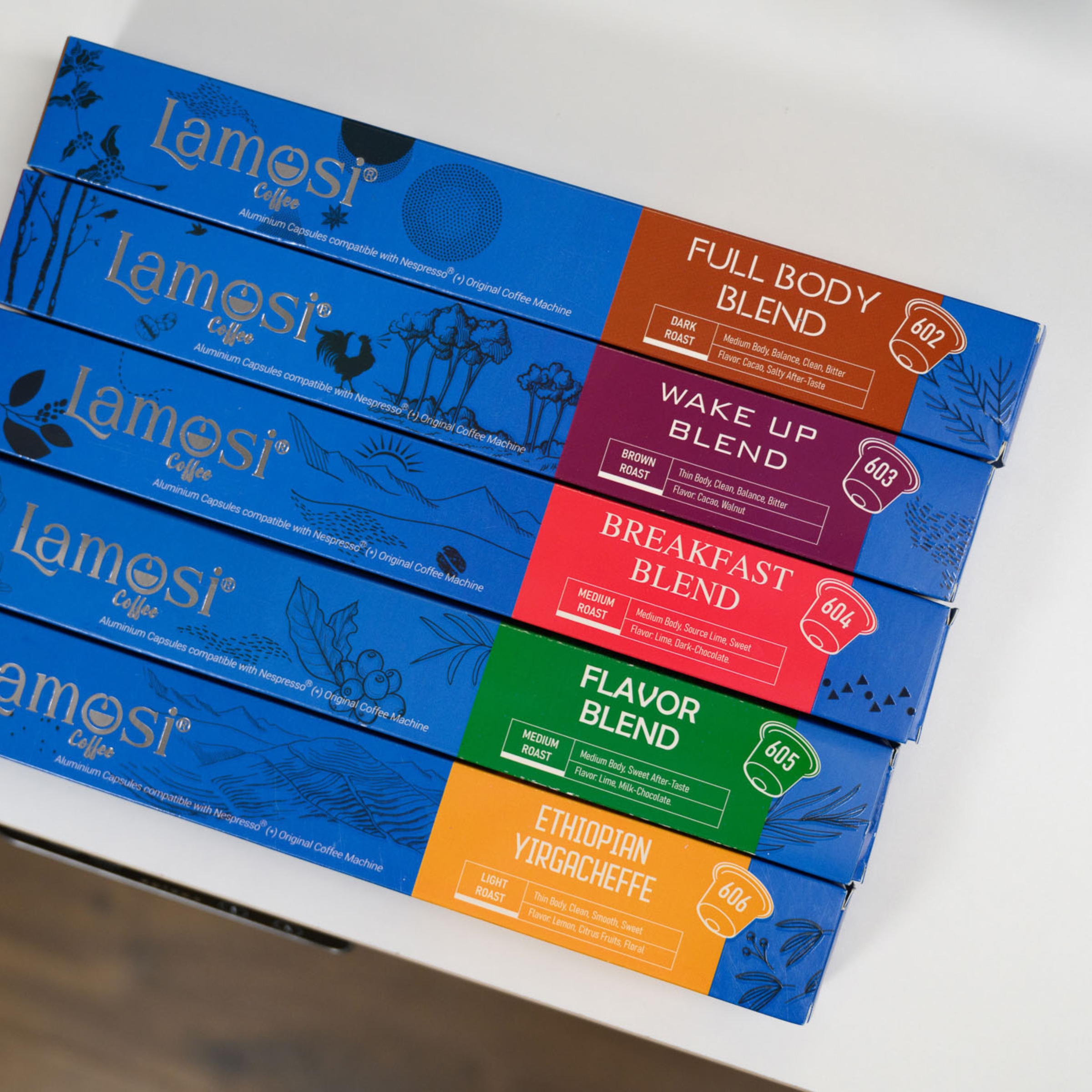 Lamosi Coffee 604 Breakfast Blend Medium Roast Medium Body Premium Coffee Capsules for Nespresso Compatible Machines - 10 Capsules