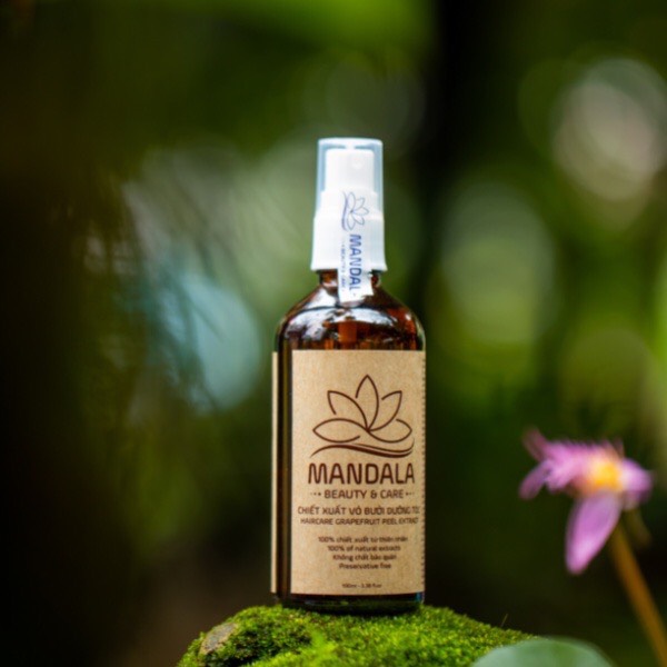 Xịt bưởi dưỡng tóc Mandala 100ml, chai thuỷ tinh