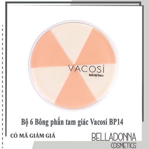 Bộ 6 bông phấn ướt trang điểm tam giác Vacosi collection Pro-makeup - BP14