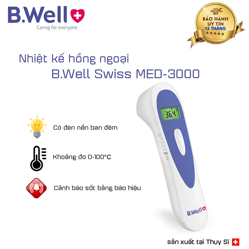 Nhiệt kế hồng ngoại chính hãng Bwell Swiss MED 3000 sản xuất tại úc đo