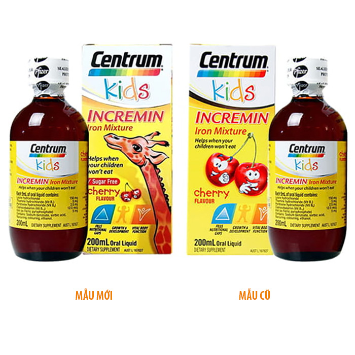 ( Mẫu Mới) Siro Centrum Kids 200ml Incremin Iron Mixture Úc