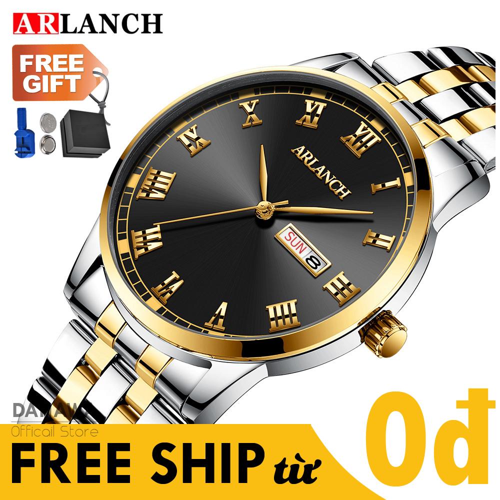 Đồng Hồ Nam Cao Cấp ARLANCH Dây Thép Đặc Không Gỉ, Mặt Số La Mã Sang Trọng, Lịch Lãm, Chống Nước 3ATM