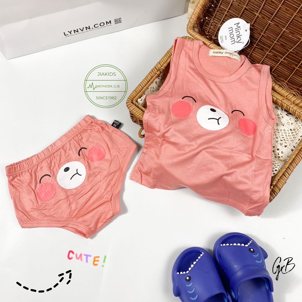 [Bé:4-15kg] Bộ Áo Ba Lỗ, Quần Chip Minky Mom, Vải Thun Lạnh Thoáng Mát, In Hình Ngộ Nghĩnh- Mã: BL-IN19