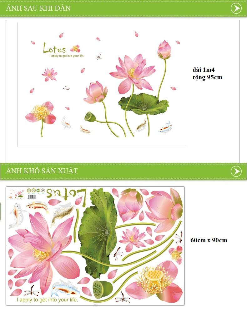 Decal dán tường Hoa sen uốn- H53-flowerdecal-Scenedecal