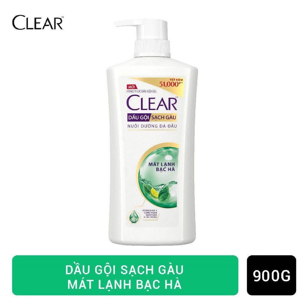 [HCM]Dầu Gội Clear Bạc Hà Mát Lạnh Chai 900ml