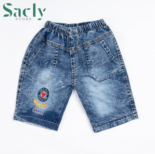 Quần jeans lửng bé trai từ 6kg - 17kg (Quần jeans lững màu xanh)