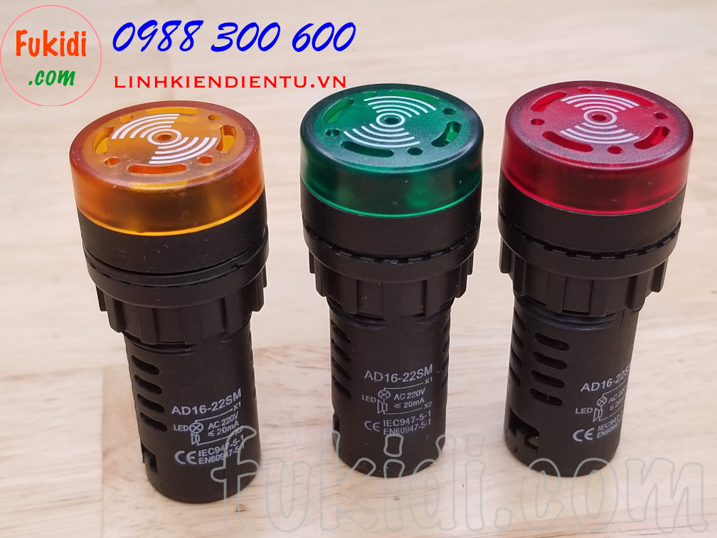 Đèn báo có còi phi 22mm AD16-22SM điện áp 220VAC